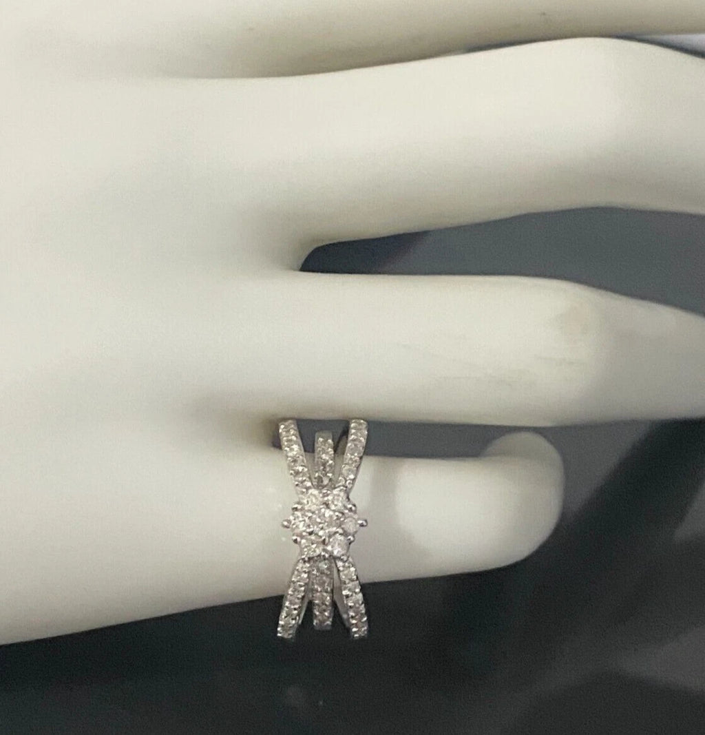18K White Gold & 0.50CT Diamond Openwork Cluster Ring Size L - 5 1/2
