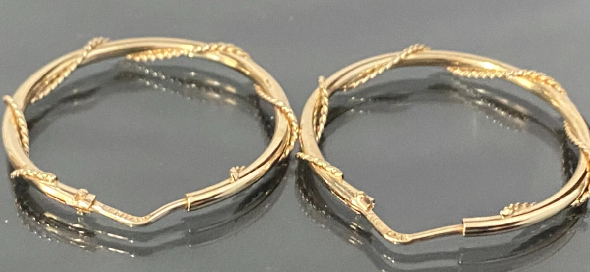 9K Yellow Gold Twisted Hoop Earrings