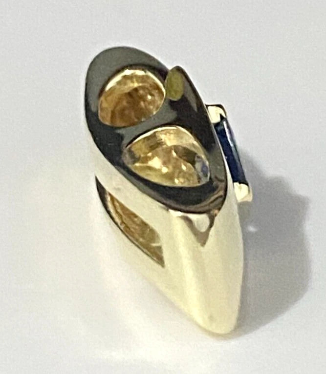 14K Yellow Gold W/ Sapphire & 0.24CT Diamond Pave Set Pendant