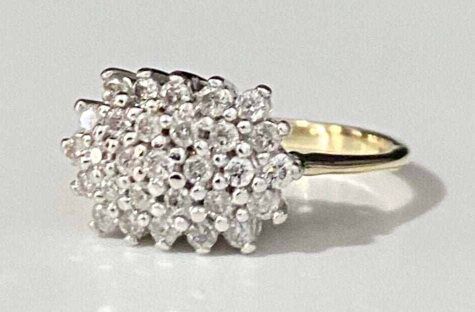 9K Yellow Gold & 0.50CT Diamond Cluster Ring Size K - 5 1/8