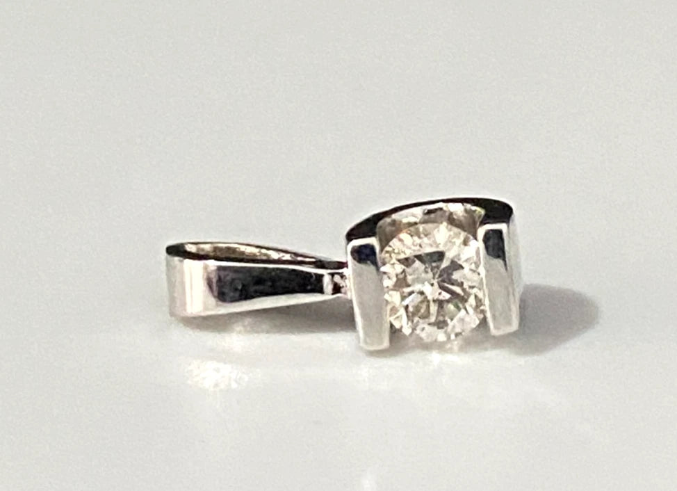 14K White Gold & 0.20CT Diamond Bar Set Single Stone Pendant