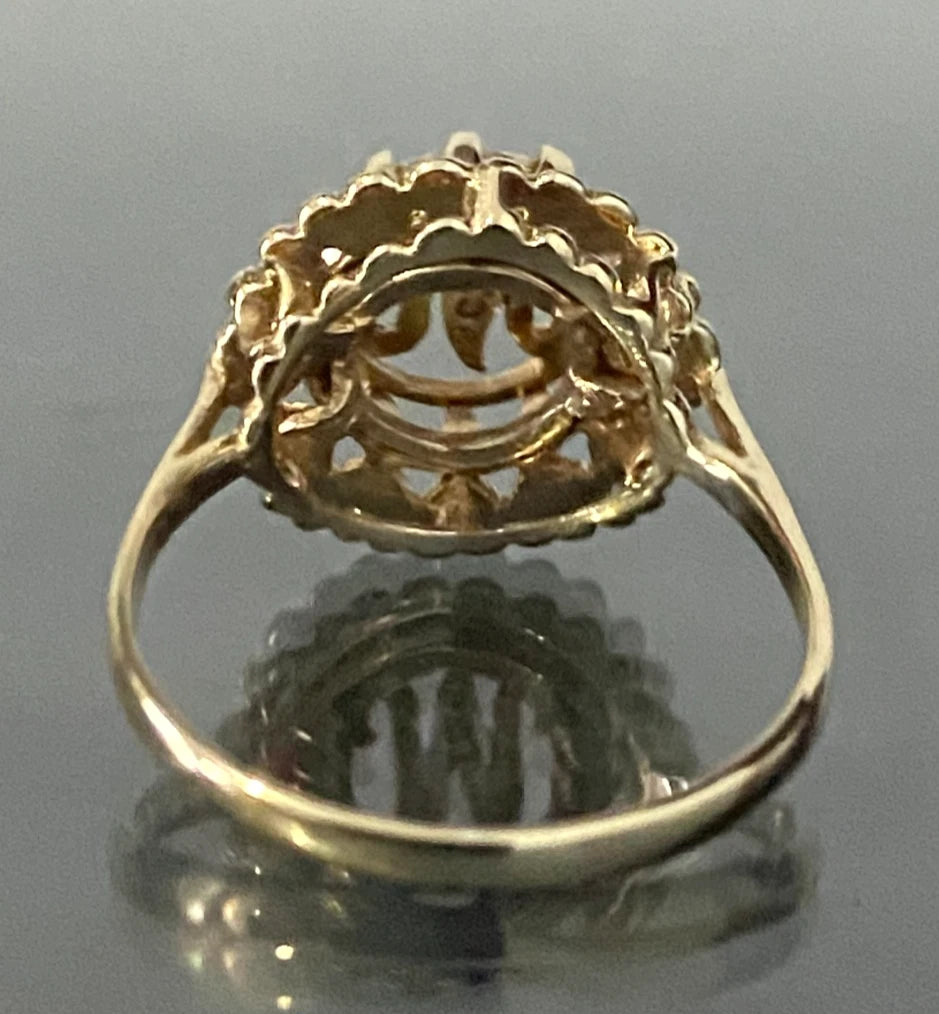 Vintage 9K Yellow Gold "M" Initial Monogram Ring Size O 1/2 - 7 1/2