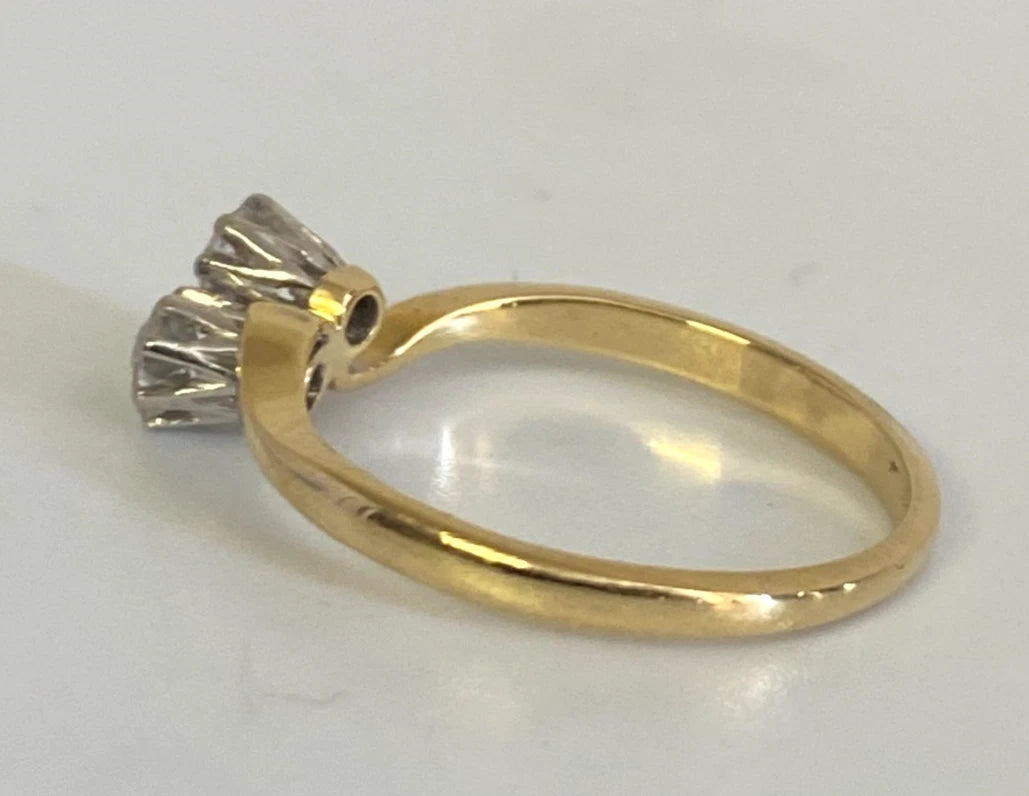 18K Yellow Gold & 0.35CT Diamond Ring Size M 1/2 (US 6.5) Vintage Jewellery