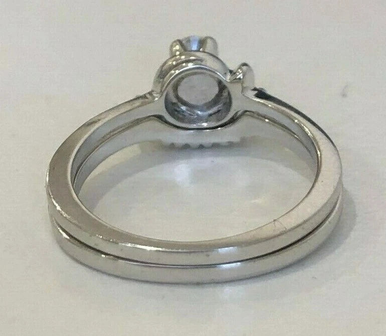 Pair of 14K White Gold & 0.25CT Diamond Engagement Rings Size M 1/2 - 6 1/4
