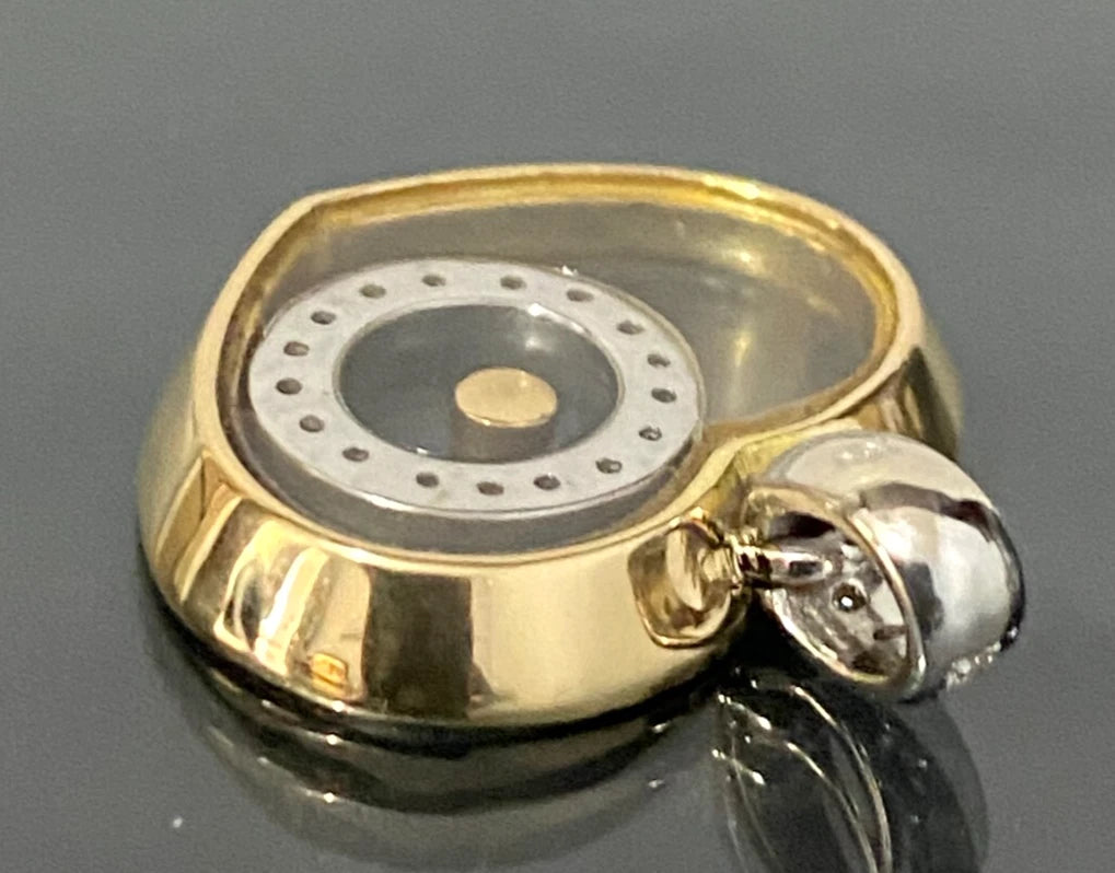 18K Gold & 0.55CT Floating Diamond Heart Pendant 25.50mm High
