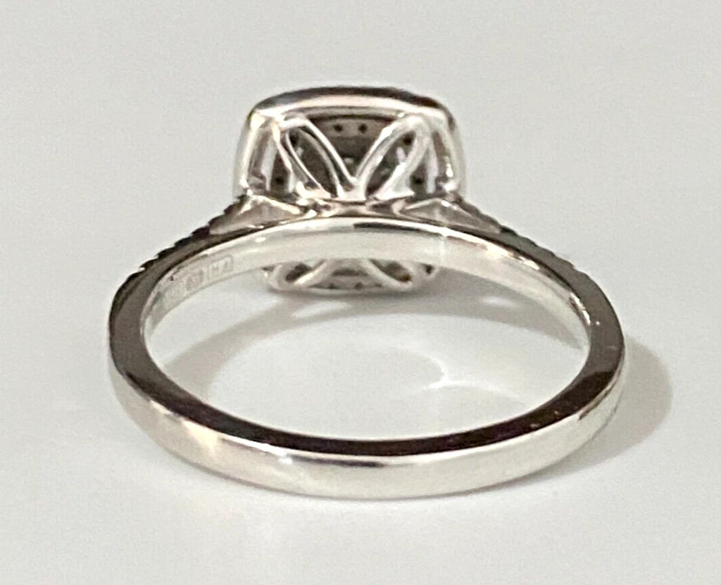 9K White Gold & 0.50CT Diamond Double Halo Engagement Ring Size P - 7 1/2