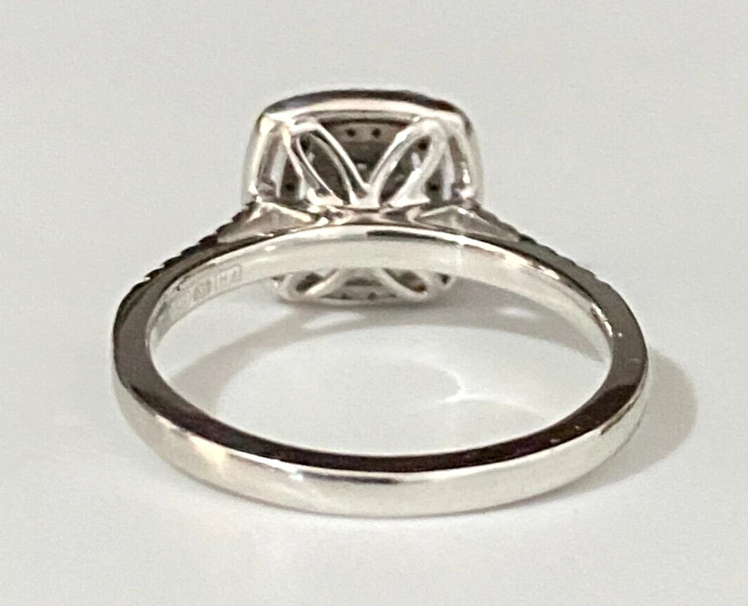 9K White Gold & 0.50CT Diamond Double Halo Engagement Ring Size P - 7 1/2