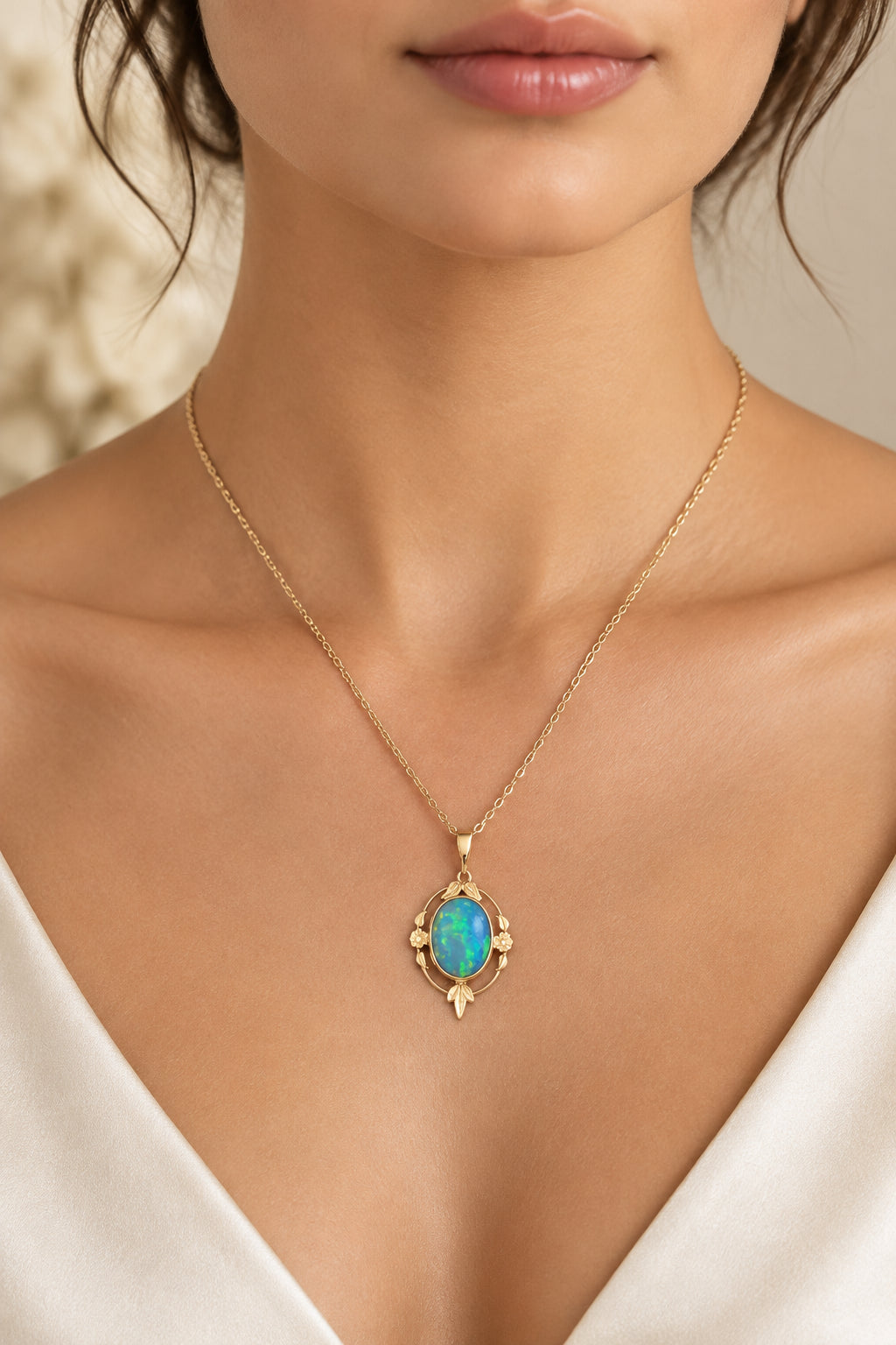 Art Deco 9K Yellow Gold Opal Doublet Pendant