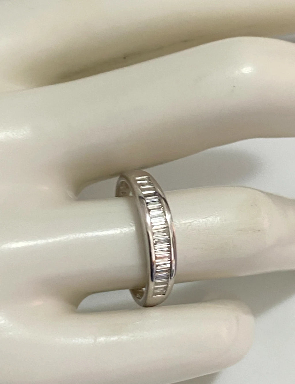 18K White Gold & 0.37CT Diamond Baguette Eternity Band Ring Size O (US 7.25)