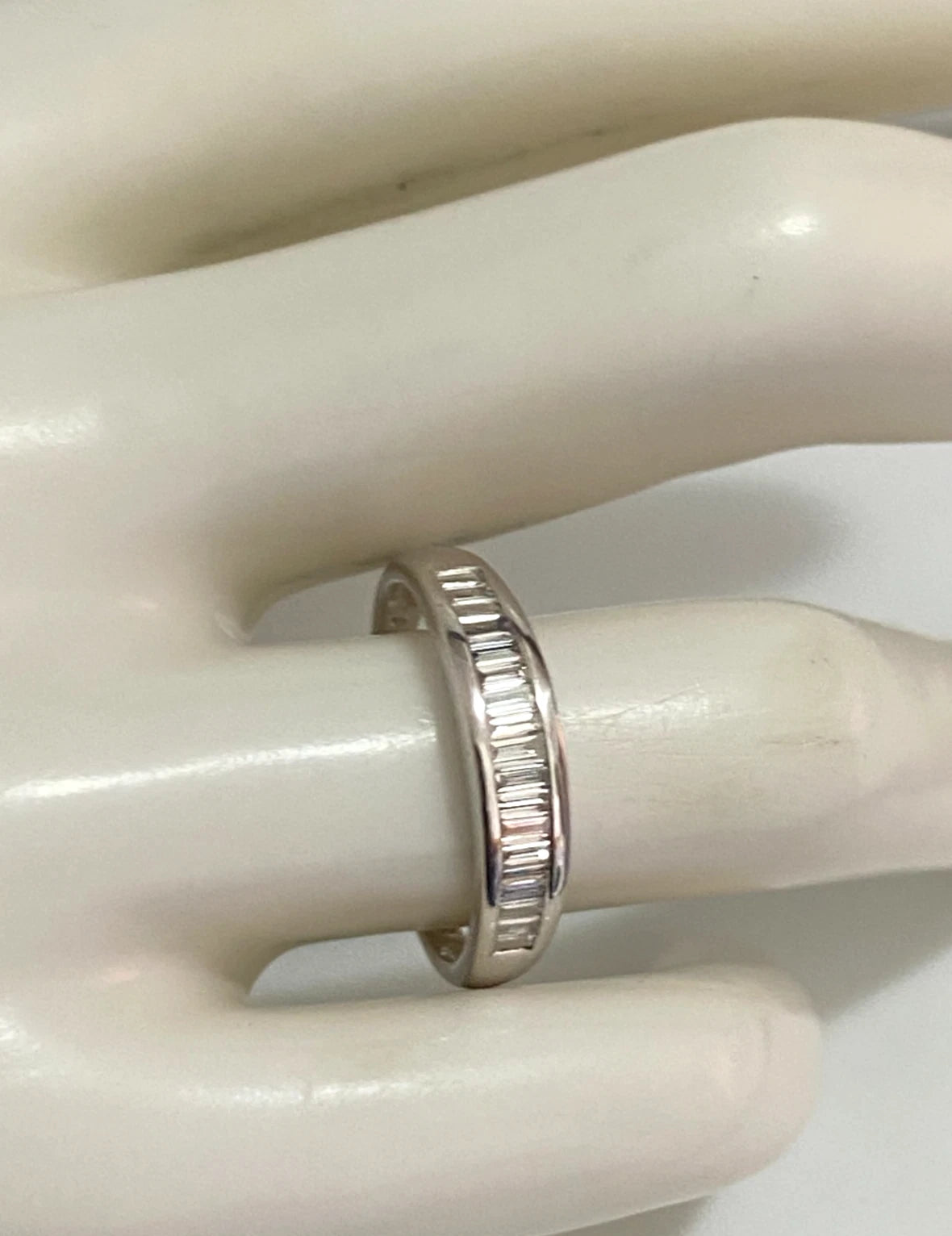 18K White Gold & 0.37CT Diamond Baguette Eternity Band Ring Size O (US 7.25)