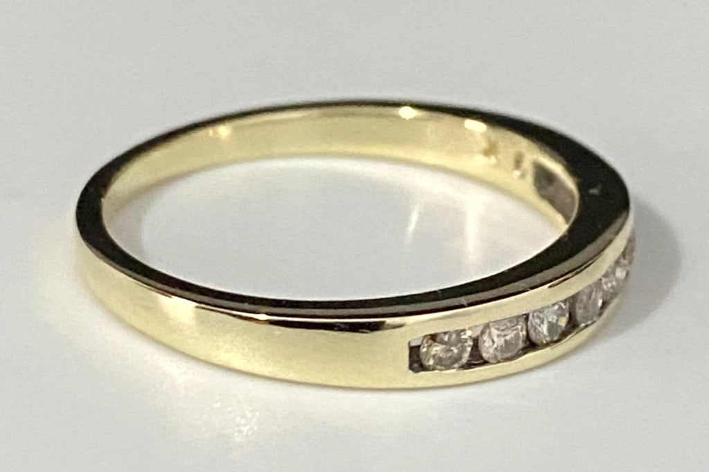 9K Yellow Gold & 0.25CT Diamond Channel Set Wedding Band Ring Size M - 6 1/4