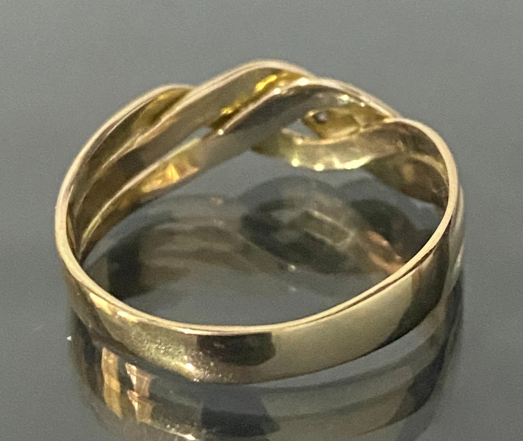 14K Yellow Gold & Diamond Braid Motif Ring Size S - 9 3/8