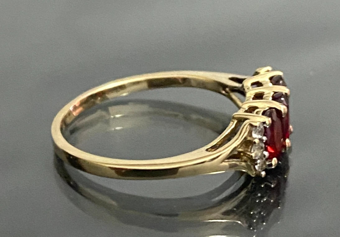 9ct Yellow Gold with 0.93CT Ruby Three Stone Ring Size K 1/2 (US 5.5)