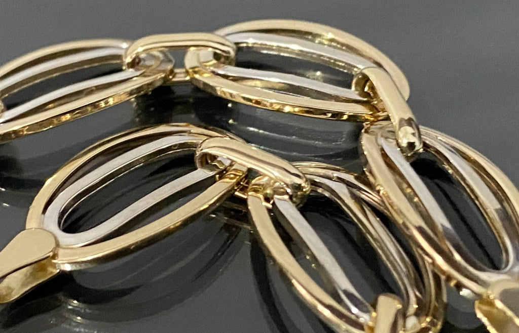 9K Yellow Gold Oval Fancy Link Bracelet 19.0cm Long