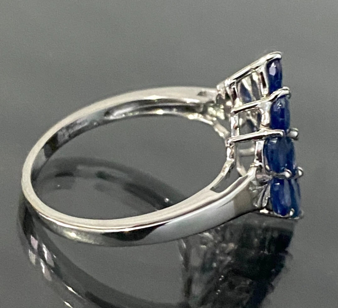 9K White Gold & Kyanite Cluster Ring Size R - 8 3/4