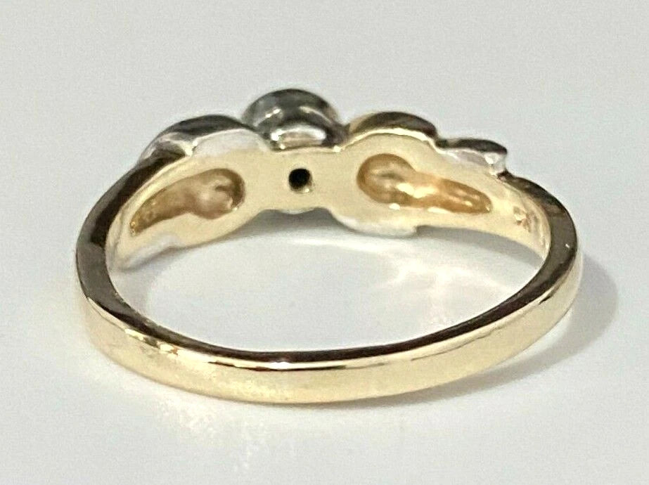 9K Yellow Gold & 0.20CT Diamond Solitaire with Accents Ring Size P 1/2 - 7 3/4