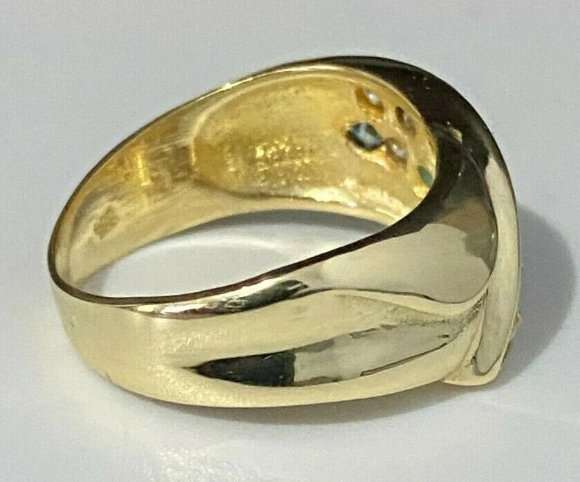 14K Yellow Gold W/ Ruby Sapphire Emerald & CZ Stone Dress Ring Size P - 7 1/2