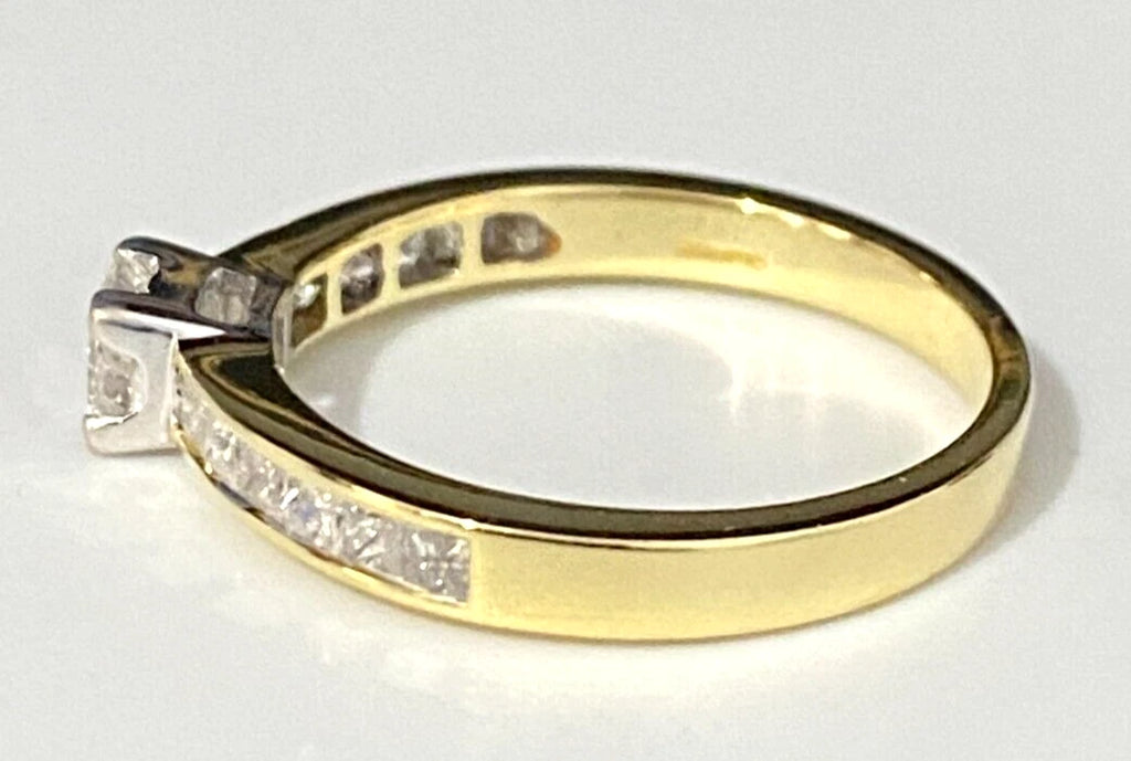 18K Yellow Gold & 0.75CT Diamond Engagement Ring Size M 1/2 - 6 1/4