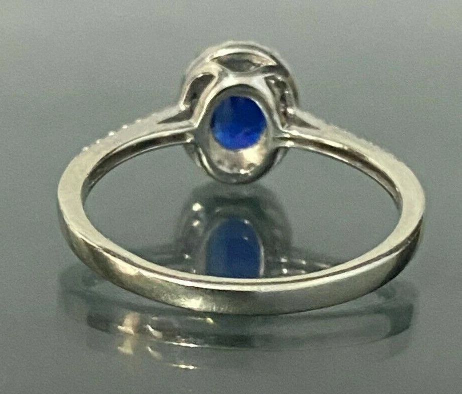9K White Gold W/ Kyanite & White Zircon Engagement Ring Size N - 6 1/2