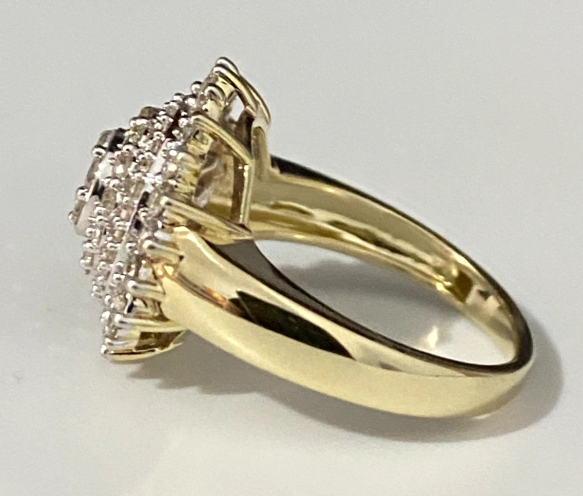 9K Yellow Gold & 1.0CT Diamond Cluster Ring Size O - 7 1/4