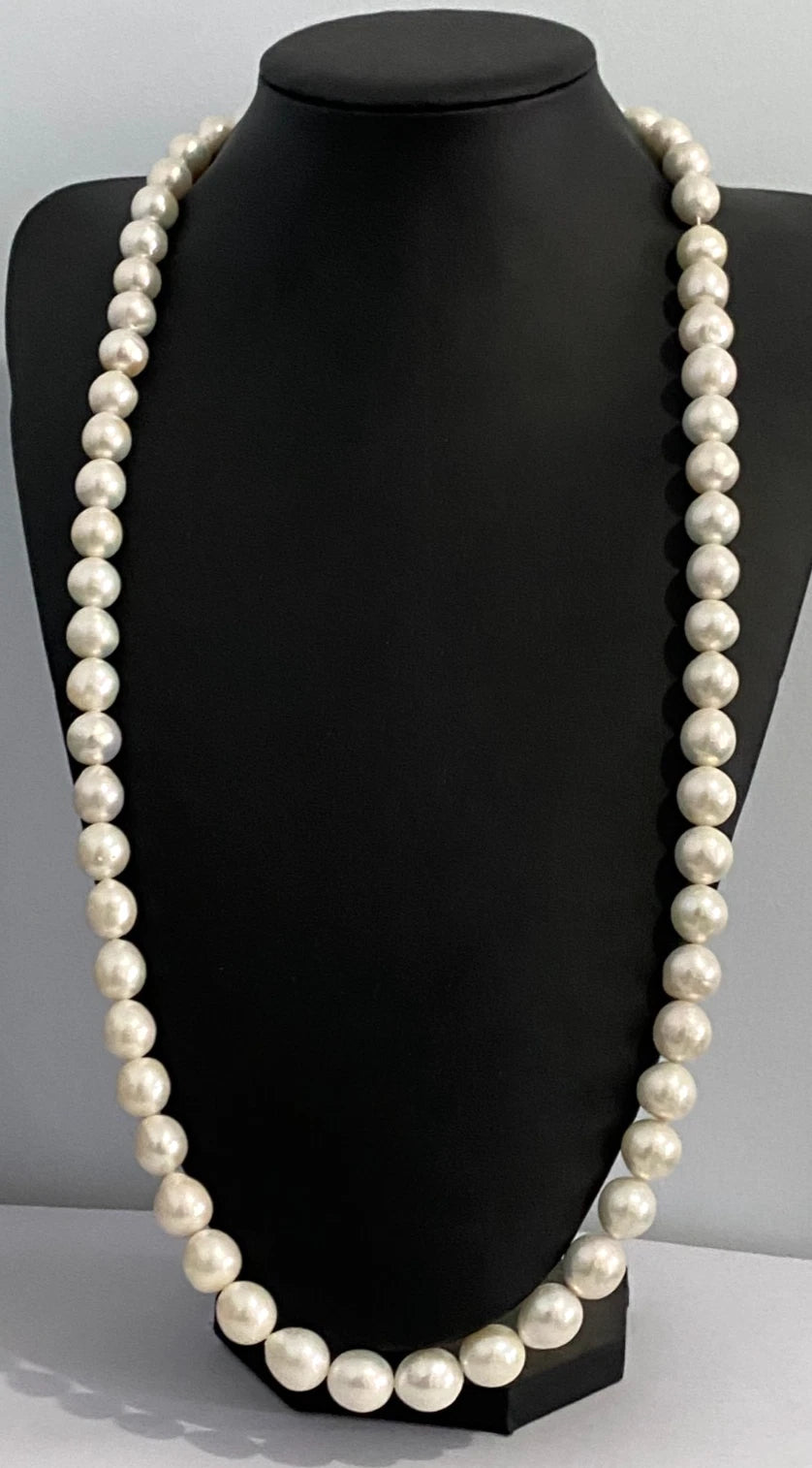 Large White Pearl Single-Strand Necklace 84cm Long 12 - 13mm