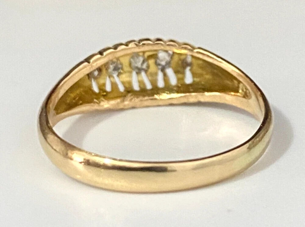 Antique 18K Yellow Gold & Old Cut Diamond Ring C1918 Size O - 7