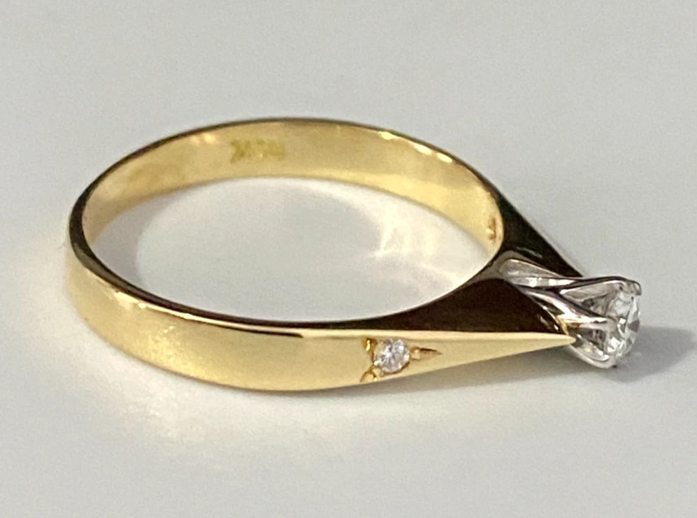 Vintage 18K Yellow Gold & Diamond Engagement Ring Size K - 5 1/4