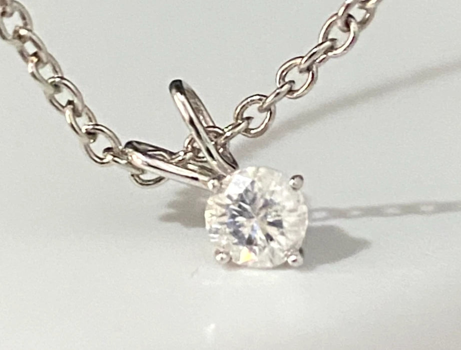 14K White Gold & 0.35CT Diamond Single Stone Pendant