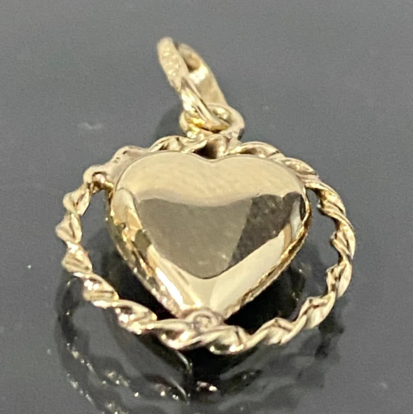 9ct Yellow Gold Heart Charm / Pendant – 21mm