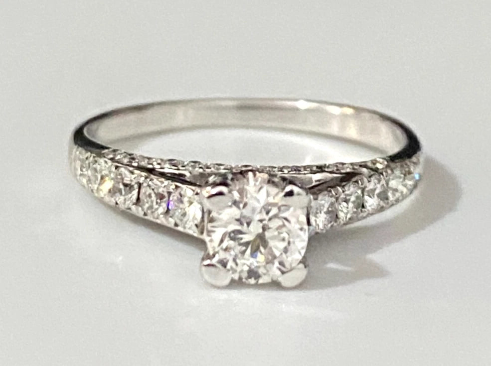 10K White Gold and 0.75CT Diamond Engagement Ring Size L - 5 1/2