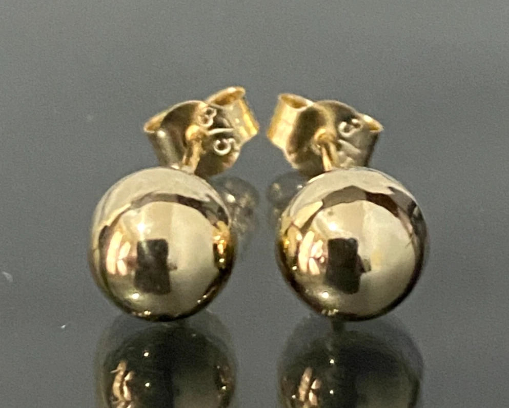 9K Yellow Gold Ball Stud Earrings