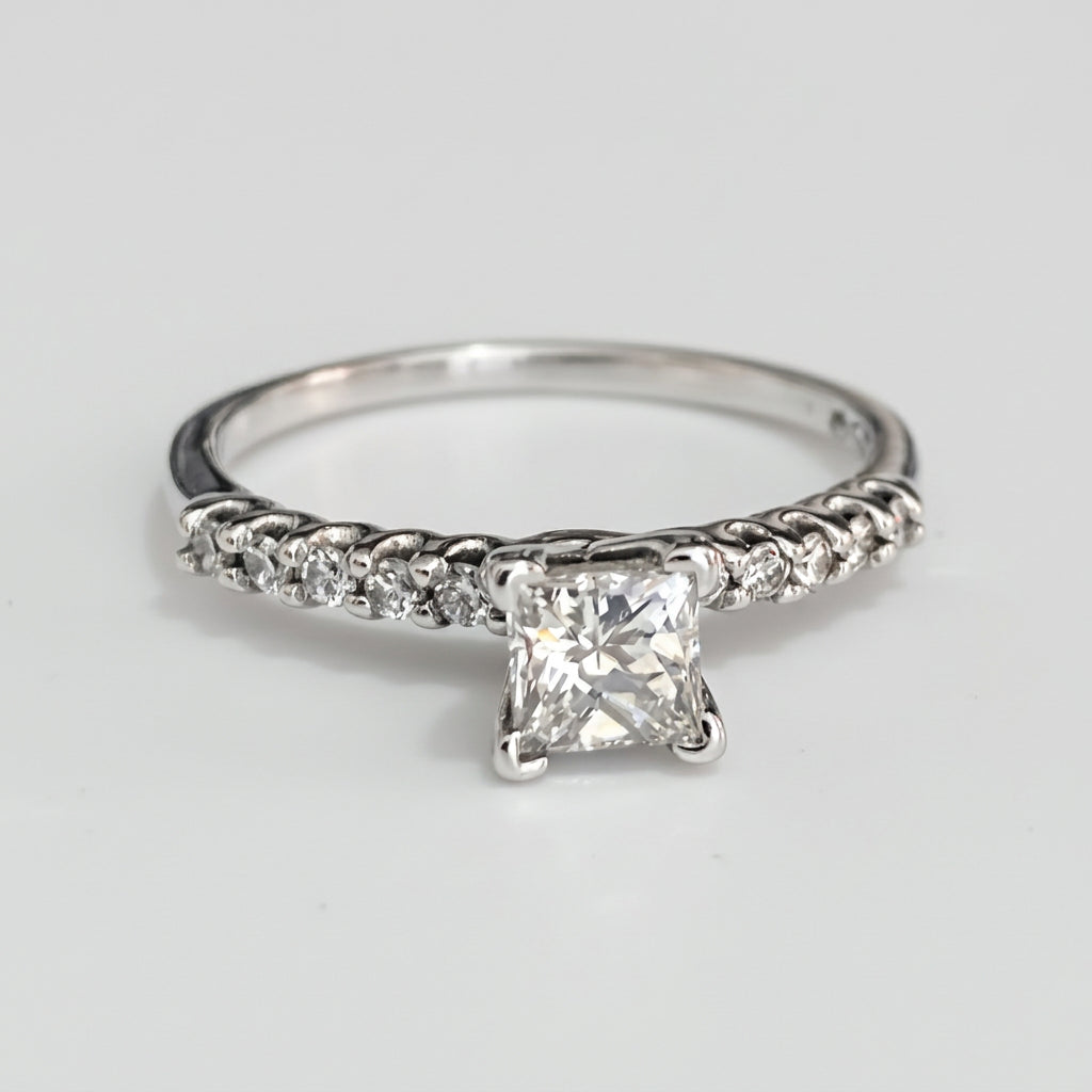 14K White Gold & 0.75CT Diamond Solitaire Engagement Ring Size P 1/2 (US 8)