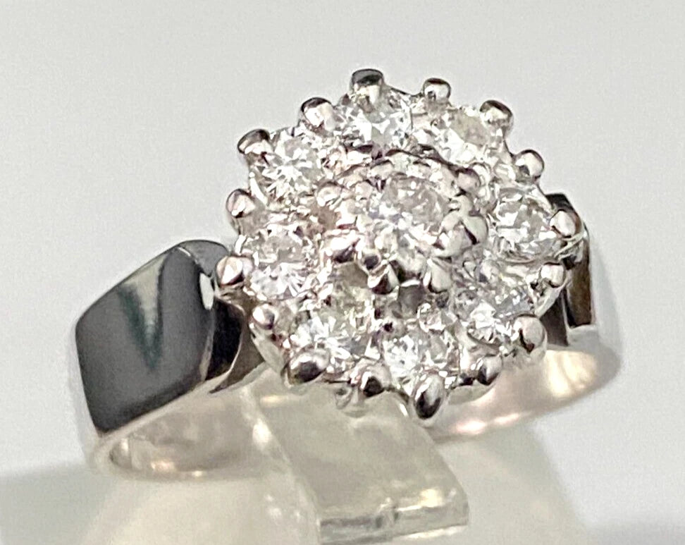 18K White Gold & 0.45CT Diamond Cluster Ring Size K - 5 1/8