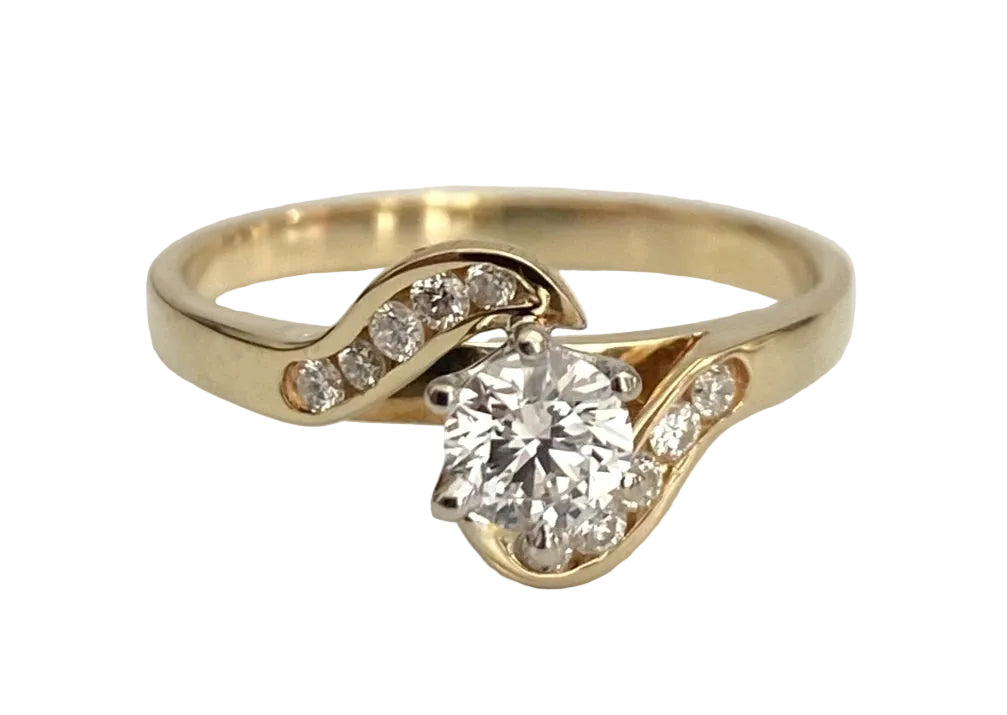 18ct Yellow Gold 0.45ct Diamond Solitaire Engagement Ring - Size N 1/2 (US 7)