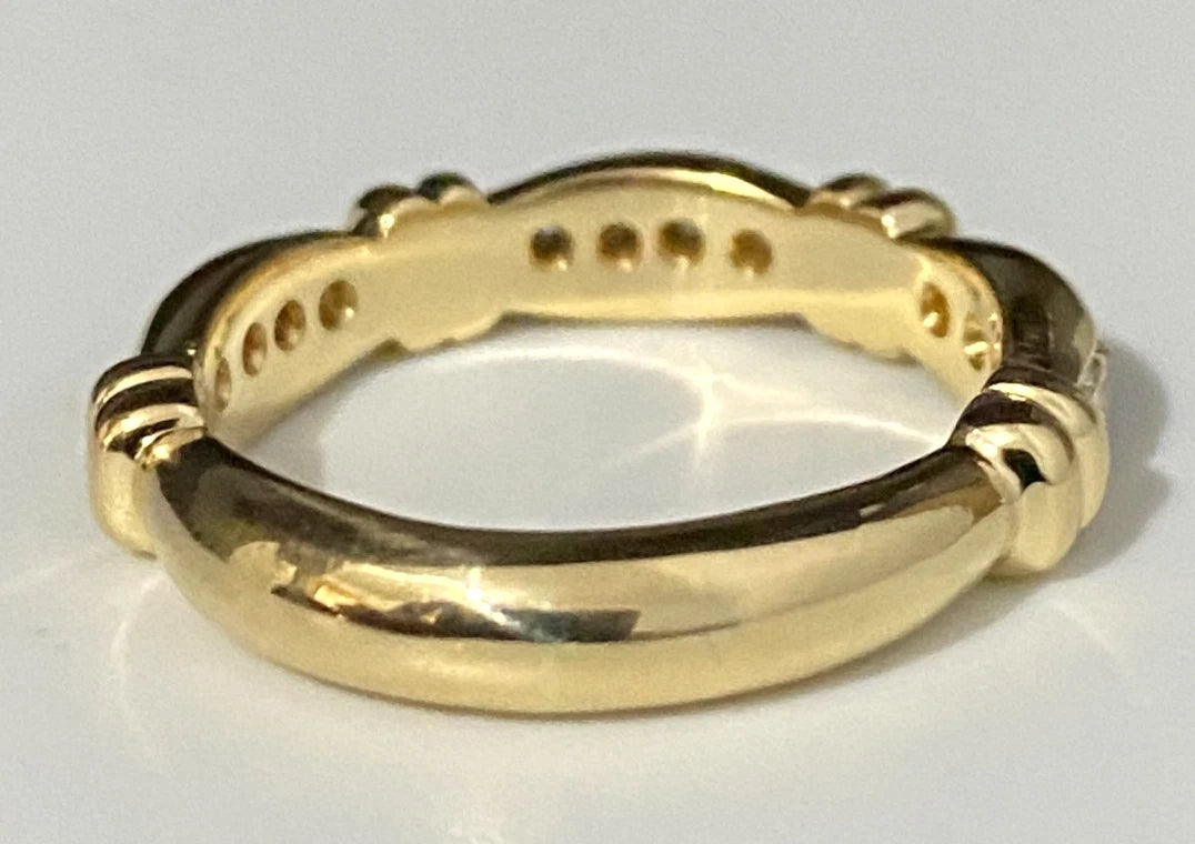 18K Yellow Gold & 0.25CT Diamond Wedding Band Ring Size O - 7 1/4