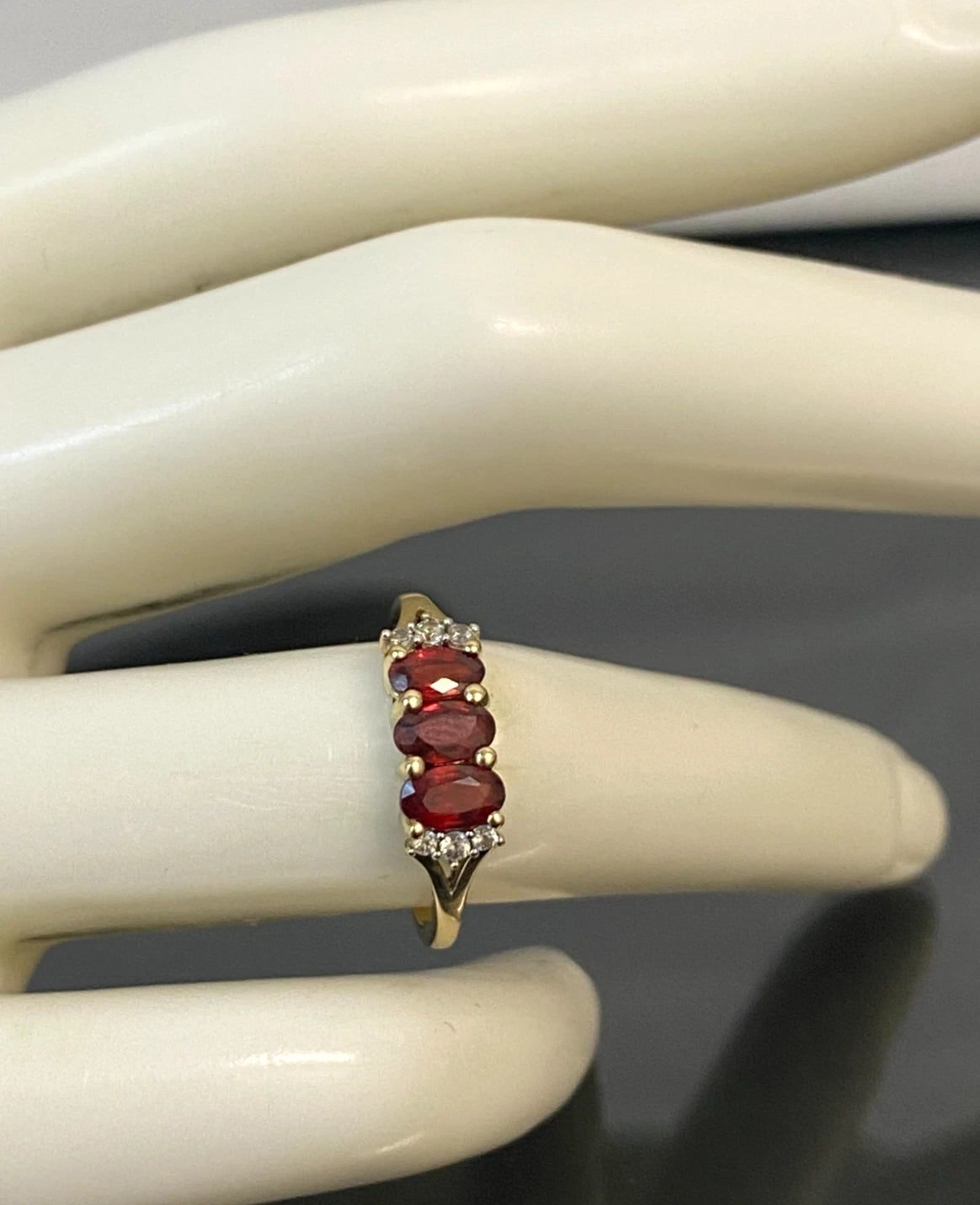 9ct Yellow Gold with 0.93CT Ruby Three Stone Ring Size K 1/2 (US 5.5)