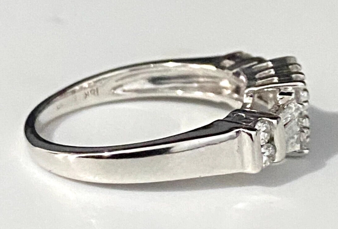 18K White Gold & 0.75CT Diamond Ring Size O - 7