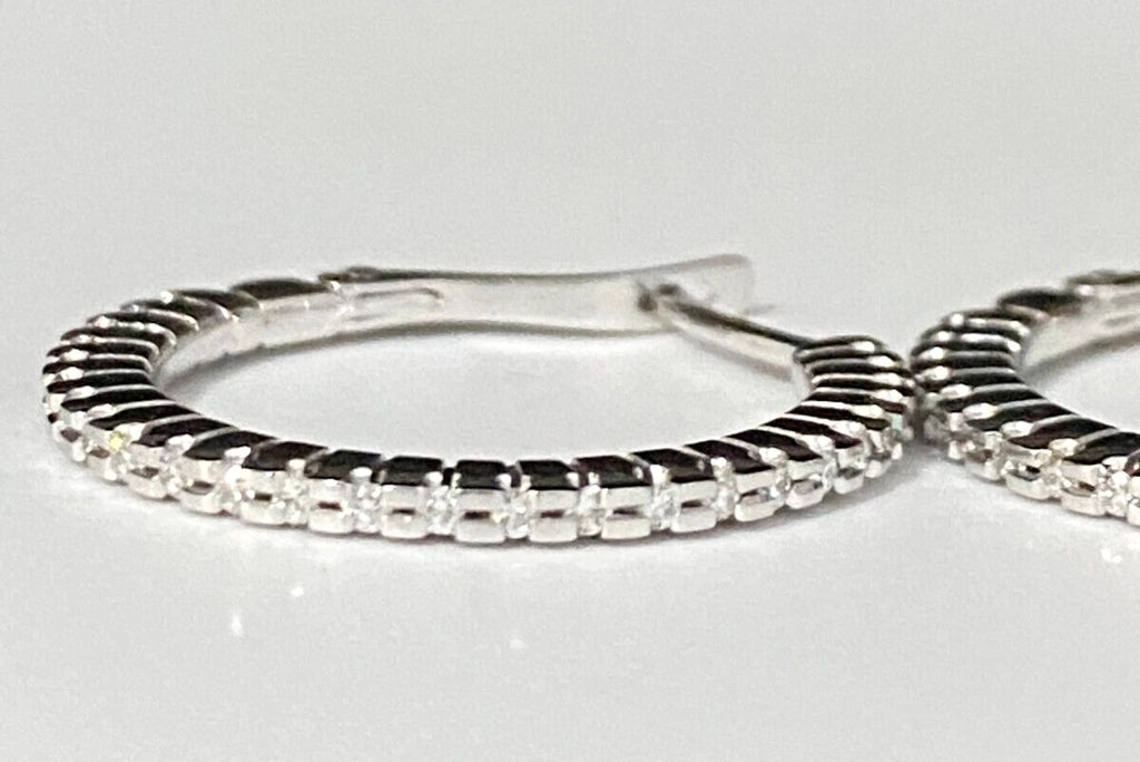 18K White Gold & 0.50CT Diamond Hoop Earrings 24.50mm High