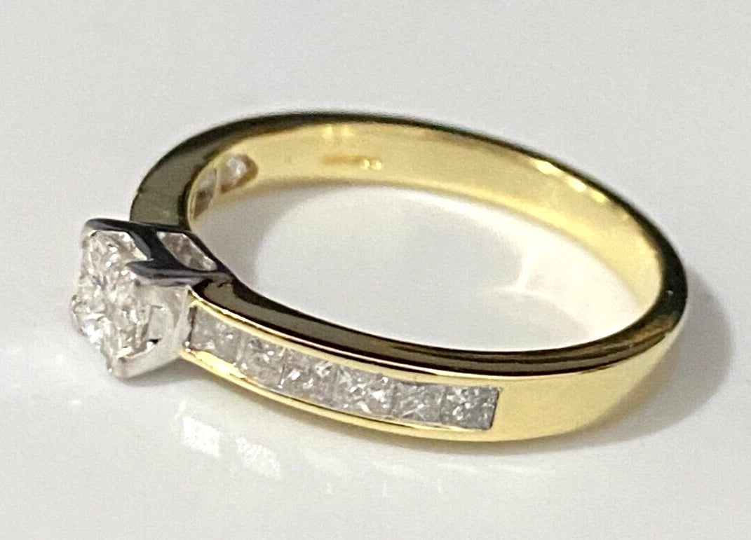 18K Yellow Gold & 0.75CT Diamond Engagement Ring Size M 1/2 - 6 1/4
