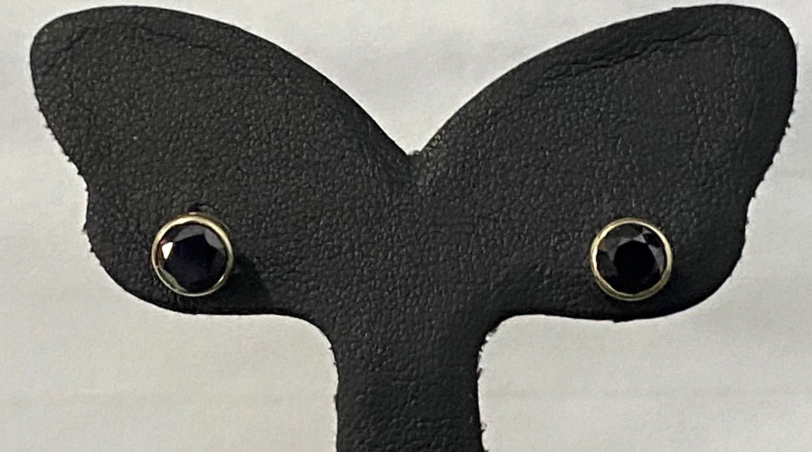 9ct Yellow Gold & 1.10 Carat Black Moissanite Stud Earrings