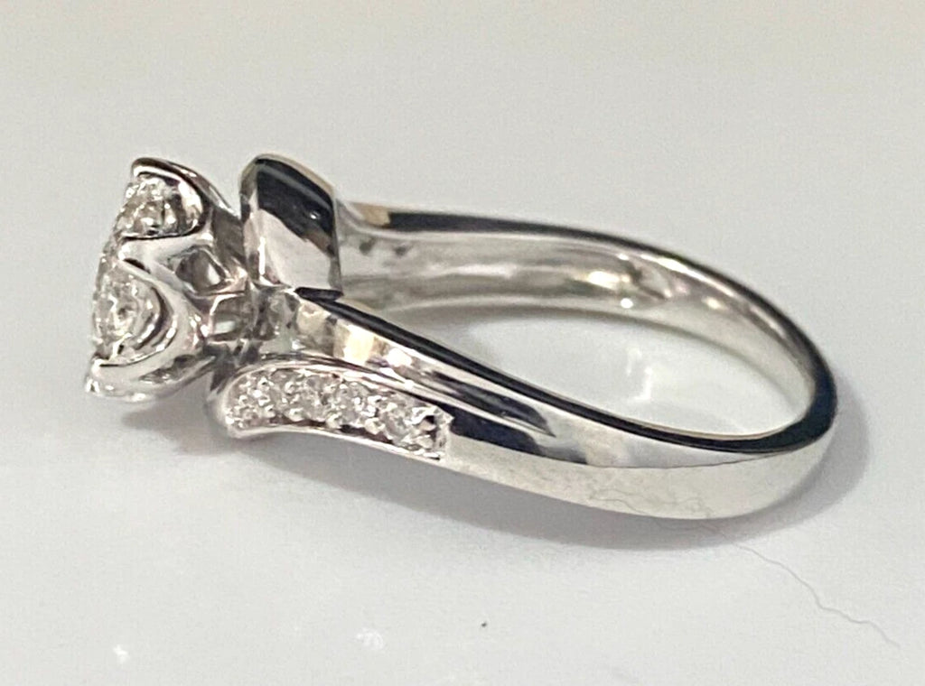 9K White Gold & 0.50CT Brilliant Diamond Cluster Ring Size M - 6