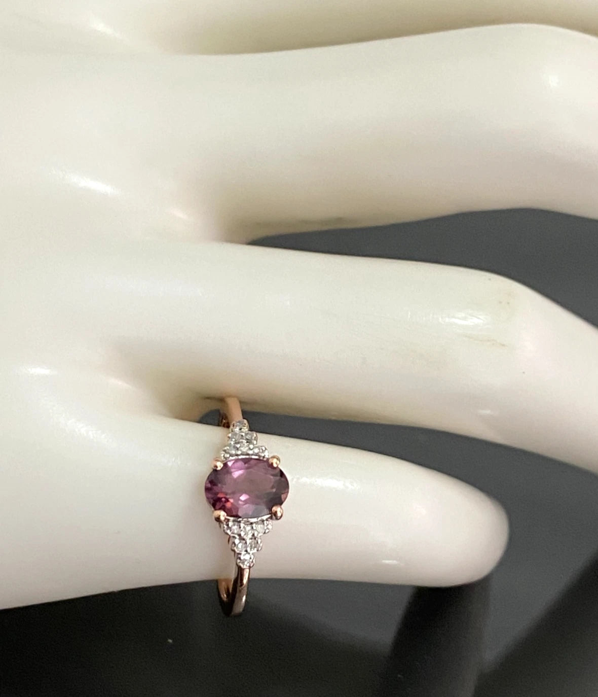 9ct Rose Gold Spinel & Diamond Engagement Ring Size J (US 4.75)