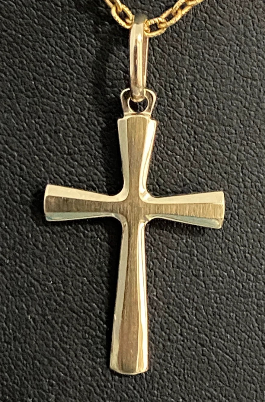 Italian 9K Yellow Gold Cross Pendant 38.50mm High