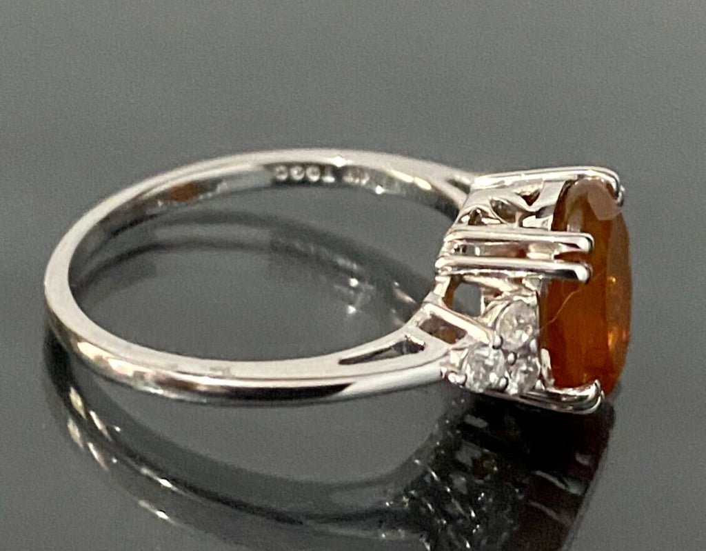 9K Yellow Gold W/ 1.93CT American Fire Opal Ring Size N 1/2 - 6 3/4
