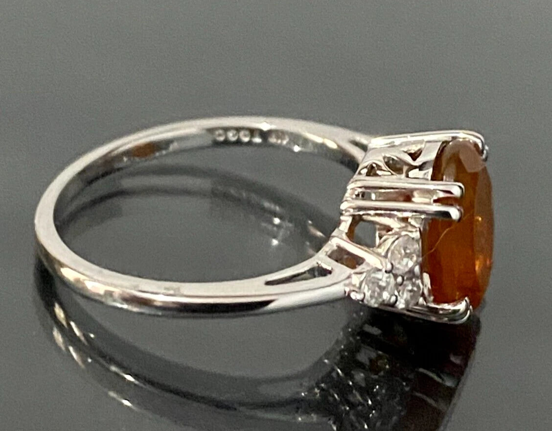 9K Yellow Gold W/ 1.93CT American Fire Opal Ring Size N 1/2 - 6 3/4