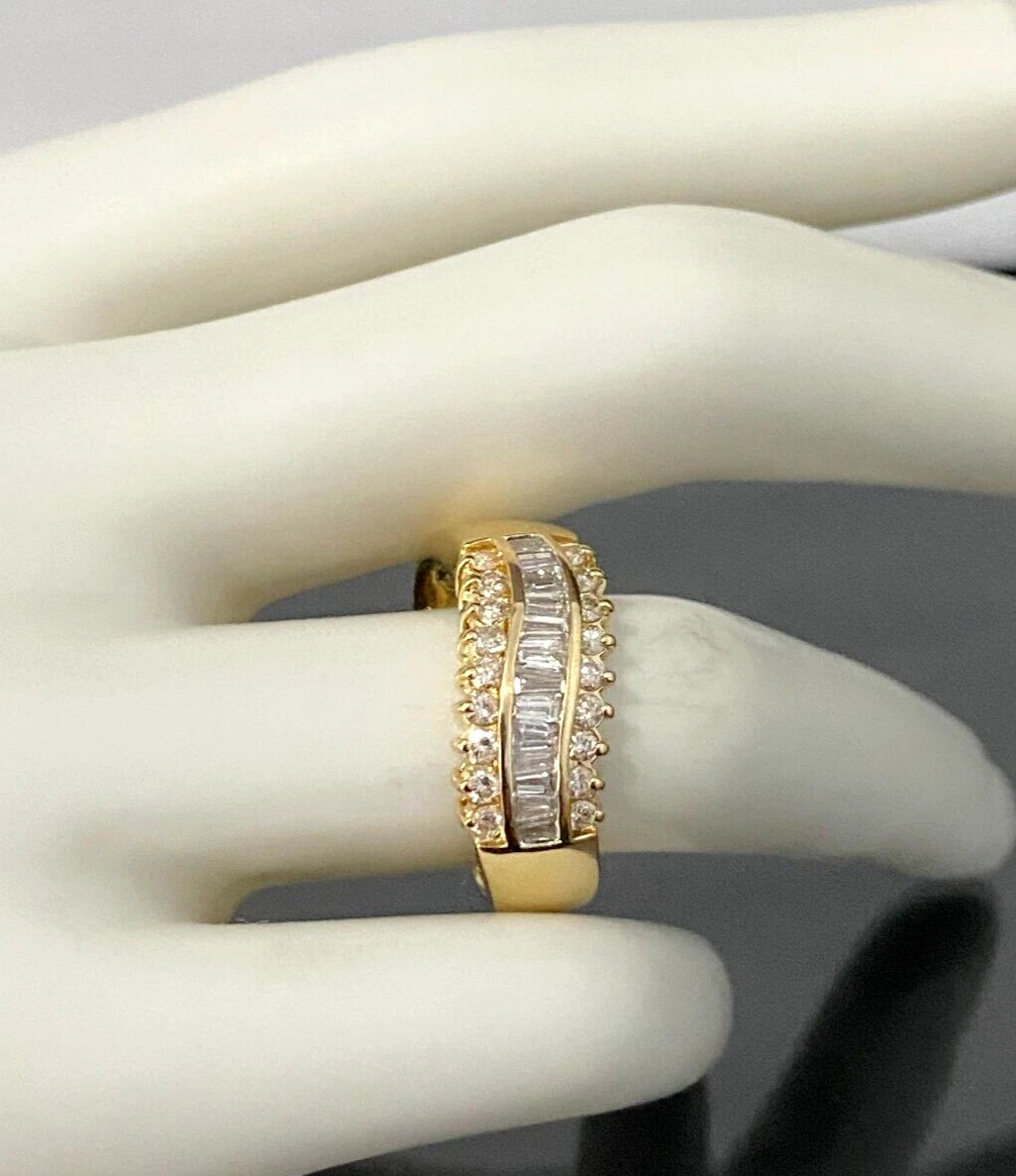 18K Yellow Gold & 0.80CT Diamond Dress Ring Size R - 8 5/8