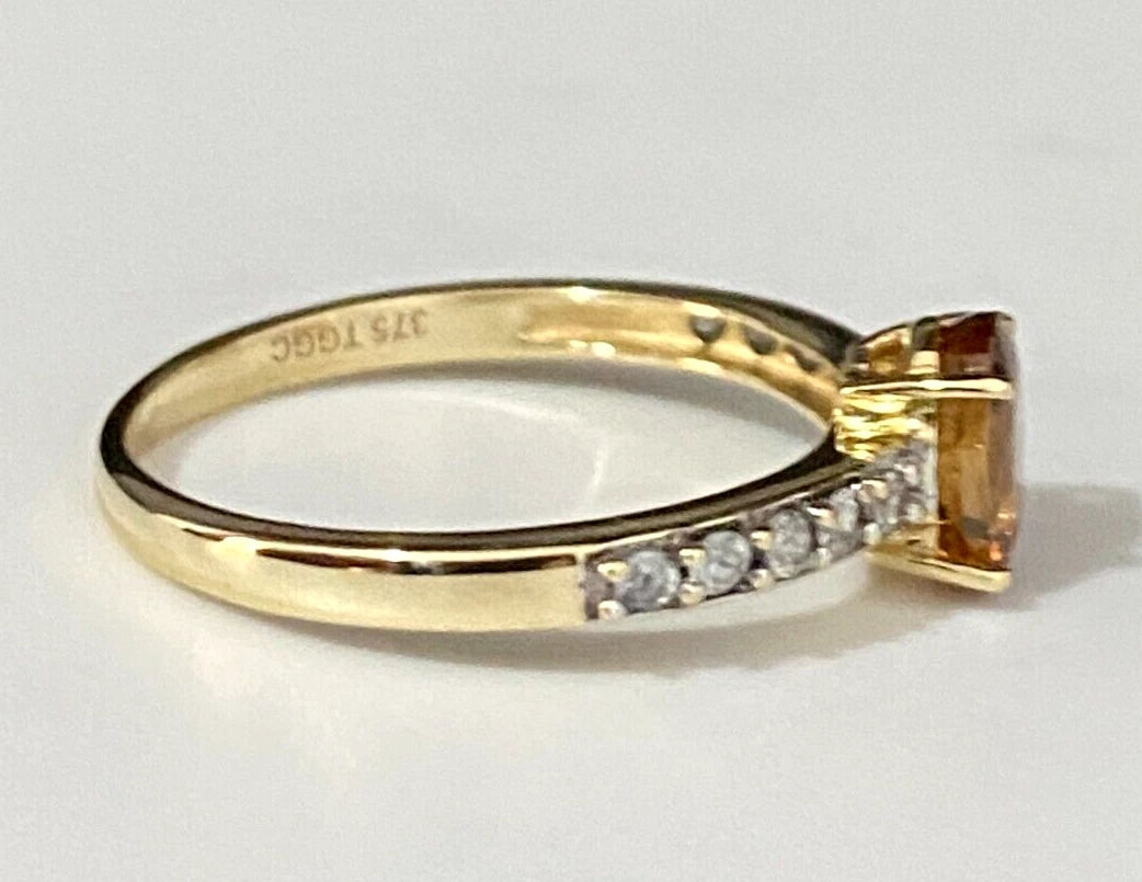 9K Yellow Gold & 1.47CT Natural Zircon Ring Size N 1/2 - 6 3/4