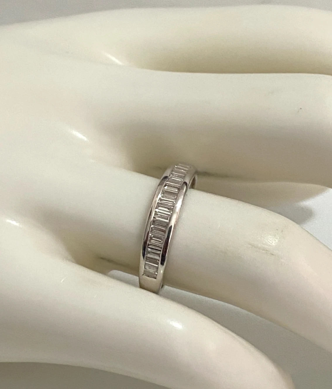 18K White Gold & 0.37CT Diamond Baguette Eternity Band Ring Size O (US 7.25)