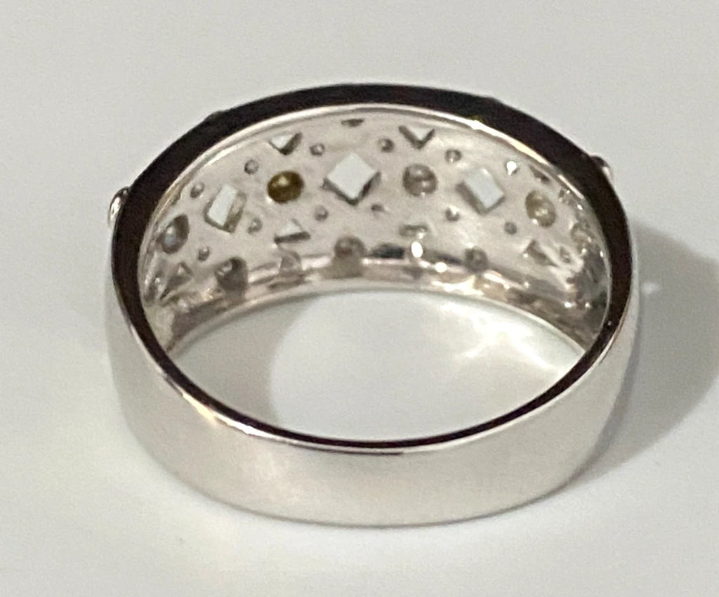 18K White Gold & 0.25CT Diamond Filigree Dress Ring Size O - 7 1/4