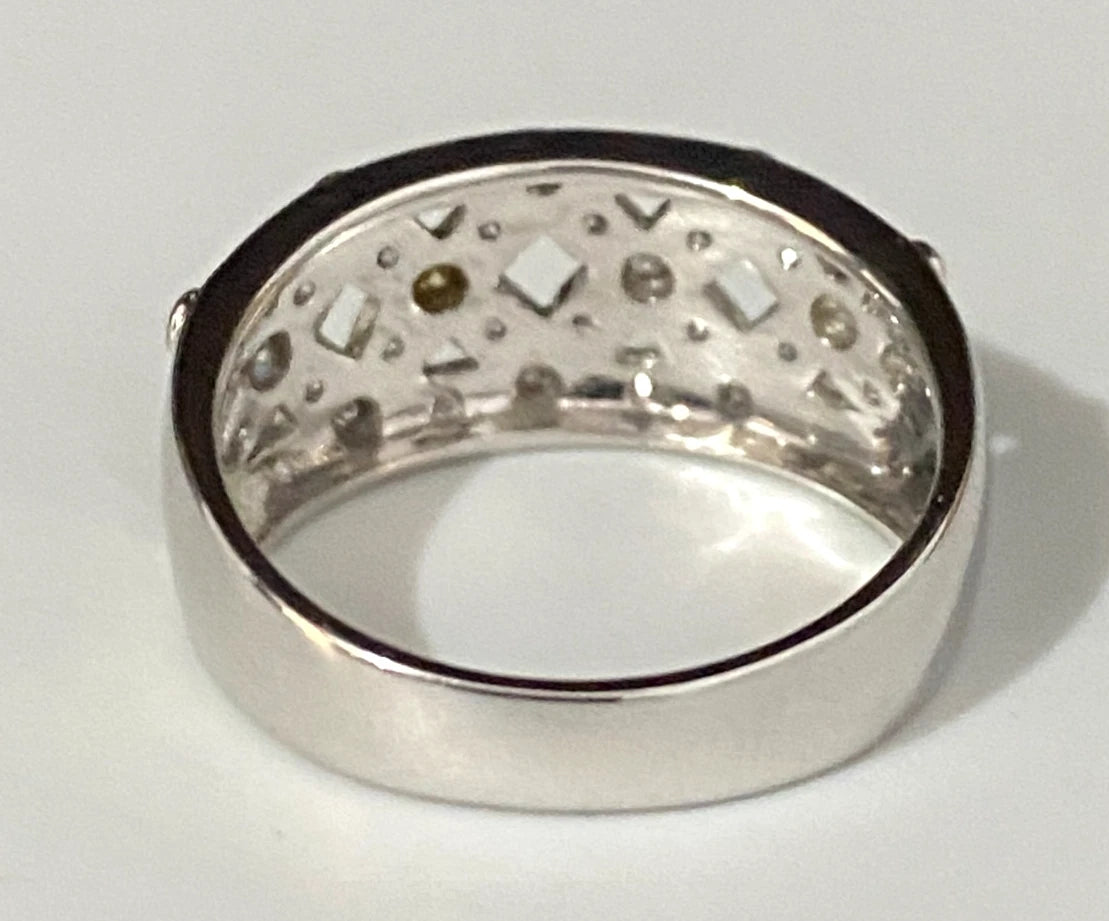 18K White Gold & 0.25CT Diamond Filigree Dress Ring Size O - 7 1/4